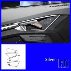 車インナードアボウルハンドルフレーム装飾ステッカートリムアウディ A3 2021 ステンレスインテリアアクセサリー - Silver