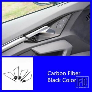 車インナードアボウルハンドルフレーム装飾ステッカートリムアウディ A3 2021 ステンレスインテリアアクセサリー - Carbon　Fiber　Black
