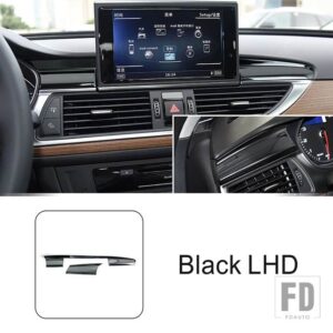 カーボンカラーセンターコンソールナビゲーションパネルフレームカバートリムアウディ A6 C7 2012-2018 インテリアオートアクセサリーステッカー - Black