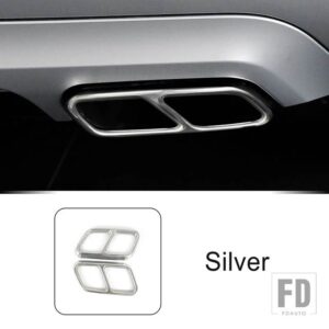 テールスロートフレーム装飾カーボンパターントリムメルセデスベンツ GLK X204 CLS W218 2012-17 マフラーパイプアクセサリー - Silver