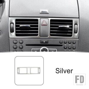 車用メルセデスベンツ C クラス W204 2007-2010 センターコンソールエアコンベントアウトレットフレームカバートリム装飾アクセサリー - Silver