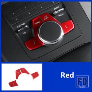 カースタイリングコンソールギアシフトマルチメディア P ボタンカバーステッカーアウディ A4 B9 A5 2017-2021 インテリア自動車アクセサリー - 4pcs　red