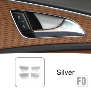 インテリアドアハンドルボウルカバー装飾トリムステンレスステッカーアウディ A6 C7 2012-2018 カーアクセサリードアノブデカール - Silver