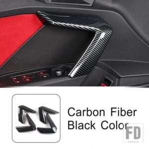 インナードアアームレストハンドルプルカバー DECORAITON トリムアウディ A3 8Y 2021-2022 カーボンテクスチャカーアクセサリードアノブデカール - Carbon　Fiber　Black