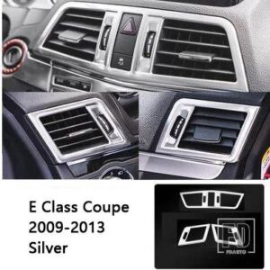 カーセンターコンソールエアコンフレーム装飾ステッカーメルセデスベンツ E クラスクーペ W207 C207 2009-13 カーボン色 - side　Silver