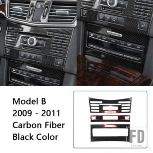 カーセンターコンソール空調 CD フレーム装飾ステッカーメルセデスベンツ E クラス W212 2009-11 カーボン黒色 - B　Carbon　Fiber　Black