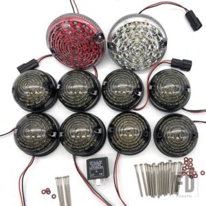 10 ピース/キットスモークレンズフル LED ランプアップグレードキットランドローバーディフェンダー 1990-2016 フロントリアリバースフォグサイドライト - half　smoke