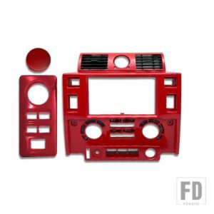 カースタイリングチューニングインテリアパーツダブルディンフェイシアキットランドローバーディフェンダーマットブラックカーボンルック - RED