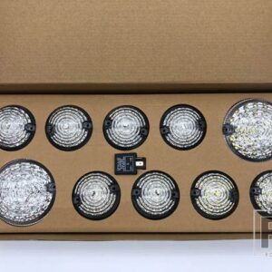 10 個スモーク + レッドフロント + リアフォグランプライトフル LED ランプアップグレードキットランドローバーディフェンダー 1990-2016 - clear