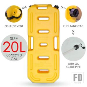 20L 燃料タンクプラスチックガソリン缶車ジェリ缶ブラケット付きオートバイジェリカンガス缶ガソリンオイルコンテナ燃料キャニスター - 20L　YELLOW