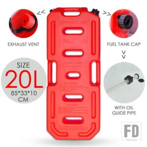 20L 燃料タンクプラスチックガソリン缶車ジェリ缶ブラケット付きオートバイジェリカンガス缶ガソリンオイルコンテナ燃料キャニスター - 20L　RED