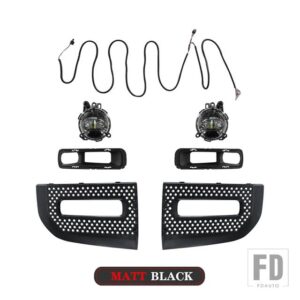 1 セット車 LED フォグランプキットデイタイムランニングライトフォグランプカバーハーネス付きランドローバーディフェンダー 2020 2021 2022 - matt　black