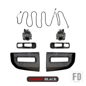 1 セット車 LED フォグランプキットデイタイムランニングライトフォグランプカバーハーネス付きランドローバーディフェンダー 2020 2021 2022 - glossy　black
