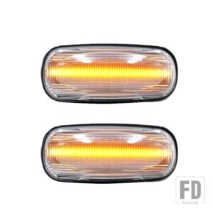 2X アンバー LED サイドマーカーライトリピーターインジケータランプランドローバーランドローバーディスカバリー 2 99-04 ディフェンダーフリーランダー 1 - Normal　Clear