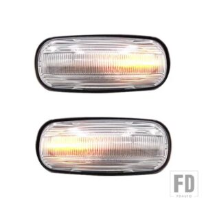 2X アンバー LED サイドマーカーライトリピーターインジケータランプランドローバーランドローバーディスカバリー 2 99-04 ディフェンダーフリーランダー 1 - Dynamic　clear