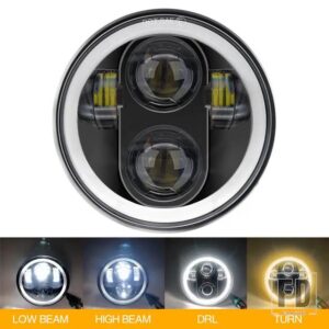 H4 12V 1 個オートバイ 5-3/4 5.75 LED ヘッドライト 883 スポーツスター用トリプルローライダーワイドグライドヘッドランプ - 1PCS　5045c