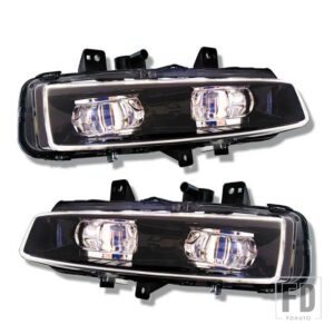 LED DRL フォグライトランドローバー用レンジローバーイヴォーク 2011-2016 フォグランプカバーグリルカバーフレームデイタイムランニングライト - 1set　black