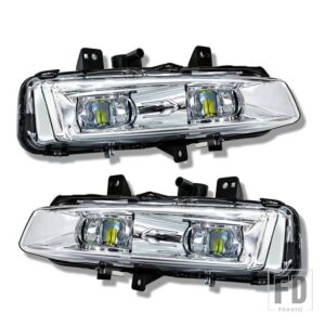LED DRL フォグライトランドローバー用レンジローバーイヴォーク 2011-2016 フォグランプカバーグリルカバーフレームデイタイムランニングライト - 1set　silver