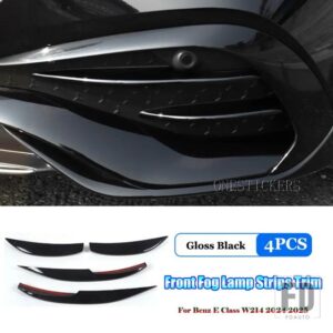 メルセデスベンツ E クラス W214 E200 E220 E260 E300 2024 2025 ABS カーアクセサリーフロントバンパーフォグランプグリルストリップトリムカバー - Gloss　Black