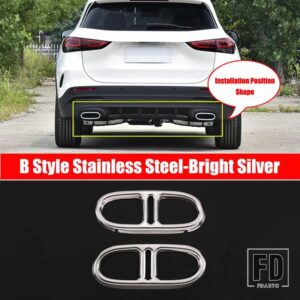 メルセデスベンツ GLB GLA クラス X247 X156 H247 2015-2023 カーアクセサリー喉マフラーマフラーテールカバートリム - B　Style-Silver