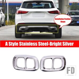 メルセデスベンツ GLB GLA クラス X247 X156 H247 2015-2023 カーアクセサリー喉マフラーマフラーテールカバートリム - A　Style-Silver