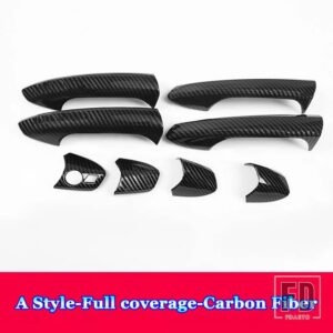 メルセデスベンツ A CLA GLA クラス W176 C117 クーペ W117 X156 2013-2019 カーアクセサリー外装ドアハンドルボウルトリムカバーフレーム - Carbon　Fiber　Full, For　Left　Hand　Drive