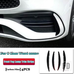メルセデスベンツ C クラス W206 C200 C220 C260 C300 2022 + ABS カースタイリングアクセサリーフロントフォグランプトリムストリップ装飾カバー - Carbon　Fiber
