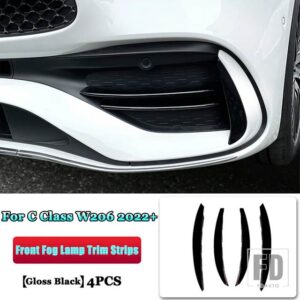 メルセデスベンツ C クラス W206 C200 C220 C260 C300 2022 + ABS カースタイリングアクセサリーフロントフォグランプトリムストリップ装飾カバー - Gloss　Black