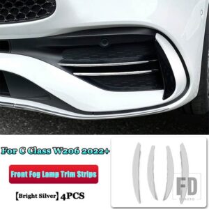 メルセデスベンツ C クラス W206 C200 C220 C260 C300 2022 + ABS カースタイリングアクセサリーフロントフォグランプトリムストリップ装飾カバー - Bright　Silver