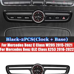 メルセデスベンツ C クラス W205 E クラス W213 GLC X253 2015-2022 カーアクセサリーセンターコンソールエアコンクォーツ時計時計 - For　W205　X253　Black