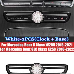 メルセデスベンツ C クラス W205 E クラス W213 GLC X253 2015-2022 カーアクセサリーセンターコンソールエアコンクォーツ時計時計 - For　W205　X253　White