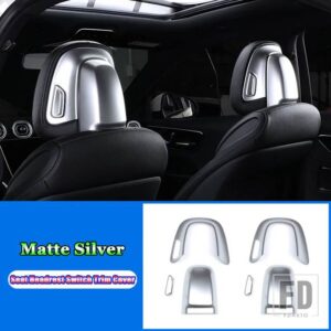 メルセデスベンツ C クラス W206 C200 C220 C260 C300 2022 + カーアクセサリーフロント座席ヘッドレストボタン調整スイッチカバートリム - Matte　Silver