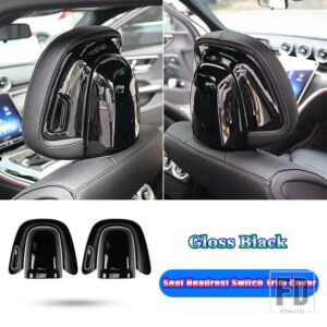 メルセデスベンツ C クラス W206 C200 C220 C260 C300 2022 + カーアクセサリーフロント座席ヘッドレストボタン調整スイッチカバートリム - Gloss　Black
