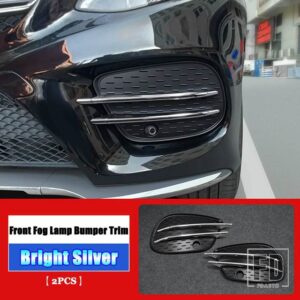 メルセデスベンツ GLE GLS クラス W166 X166 GLE クーペ C292 AMG GLE43 カーアクセサリーフロントバンパーリップグリルフォグランプカバートリム - Bright　Silver