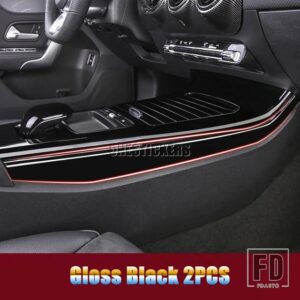 カーアクセサリーインテリアセンターコンソールパネルサイドトリムストリップカバーメルセデスベンツ A CLA クラス W177 V177 C118 W118 2019-2024 - Gloss　Black