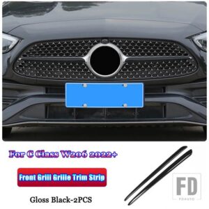 メルセデスベンツ C クラス W206 C200 C220 C260 C300 2022 + ステンレスカーアクセサリーフロントグリルグリルカバートリムストリップ - Gloss　Black
