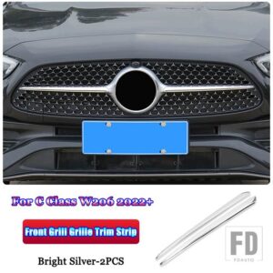 メルセデスベンツ C クラス W206 C200 C220 C260 C300 2022 + ステンレスカーアクセサリーフロントグリルグリルカバートリムストリップ - Bright　Silver