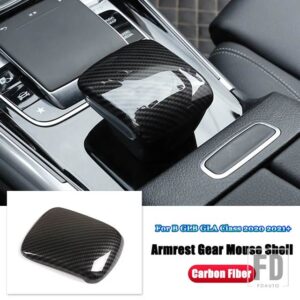 メルセデスベンツ B GLB GLA クラス W247 X247 H247 2020 2021 + カーアクセサリーセンターコンソールアームレストギアマウスシェルトリムカバー - Carbon　Fiber