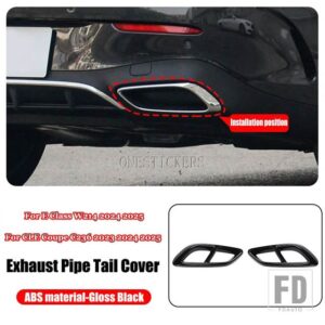 カーアクセサリーマフラーマフラーテールカバートリムメルセデスベンツ E クラス W214 E260 E300 CLE クーペ C236 CLE260 2024 2025 - ABS　Gloss　Black