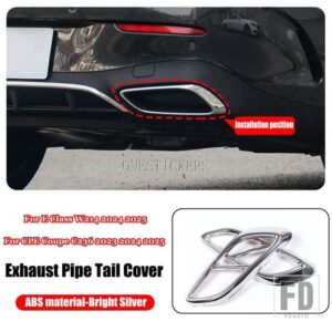 カーアクセサリーマフラーマフラーテールカバートリムメルセデスベンツ E クラス W214 E260 E300 CLE クーペ C236 CLE260 2024 2025 - ABS　Bright　Silver