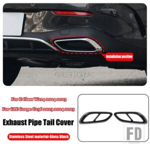 カーアクセサリーマフラーマフラーテールカバートリムメルセデスベンツ E クラス W214 E260 E300 CLE クーペ C236 CLE260 2024 2025 - Stainless　Steel-1