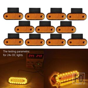 10個 20LED 24V アンバーサイドマーカークリアランスライト ブラケット付き トラック トレーラー バス 車 キャラバン バン 12V 車両ライト用 - Yellow, 12v