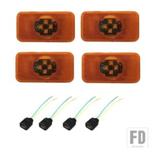 ボルボトラック用24V LEDサイドライト FH FM FL マーカーランプ クリアランスライト アンバー 20789440 20398660 82392733 アクセサリー - 4x　amber　with　wires