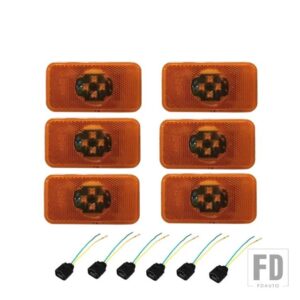 ボルボトラック用24V LEDサイドライト FH FM FL マーカーランプ クリアランスライト アンバー 20789440 20398660 82392733 アクセサリー - 6x　amber　with　wires
