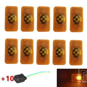 ボルボトラック用24V LEDサイドライト FH FM FL マーカーランプ クリアランスライト アンバー 20789440 20398660 82392733 アクセサリー - 10x　amber　and　wires