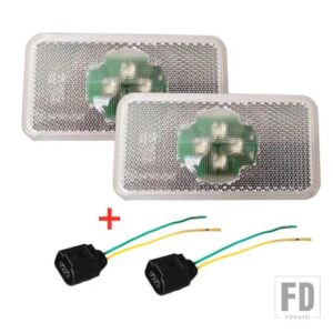 ボルボトラック用24V LEDサイドライト FH FM FL マーカーランプ クリアランスライト アンバー 20789440 20398660 82392733 アクセサリー - 2xwhite　with　wires