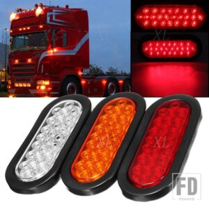1ペア 24V 6インチ 24-LED オーバル レッド ストップ/ウィンカー ブレーキマーカー テールLEDライト フラッシュマウント トラック トレーラー トレイルバス - red, 12v