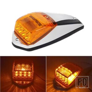 17LEDホワイトルーフライトクロームキャブマーカークリアランスルーフランニングトップライトアセンブリ大型トラック用 - Amber　A, 12V