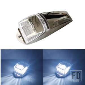 17LEDホワイトルーフライトクロームキャブマーカークリアランスルーフランニングトップライトアセンブリ大型トラック用 - White, 12V