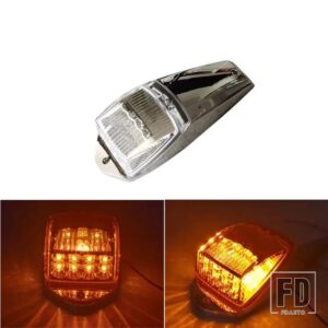 17LEDホワイトルーフライトクロームキャブマーカークリアランスルーフランニングトップライトアセンブリ大型トラック用 - Amber　B, 12V